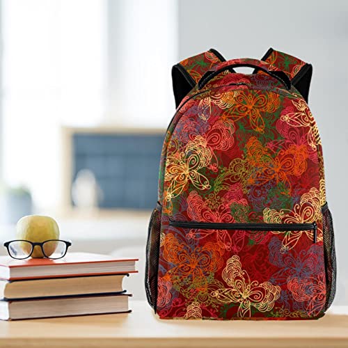 Sac à dos de voyage pour le campus style papillon rouge