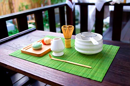 Mycha Matcha Tea Set, Japanese Tea Set, Matcha Whisk, Traditional Scoop, Matcha Bowl, Ceramic Whisk Holder,Sifter,Handmade Matcha Ceremony Kit For Traditional Japanese Tea Ceremony (White) #TOP4
