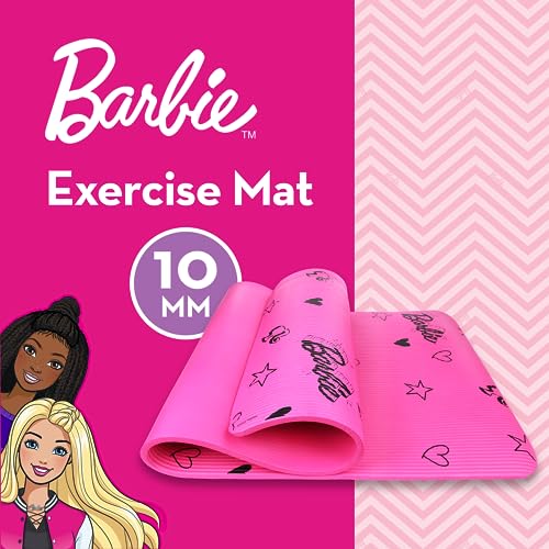 Barbie Love Out Loud Kids Yoga Mat Non Slip for Boys and Girls, All Purpose, PVC, Fitness and Workout Accessories, Pink, 10 mm - Image 3