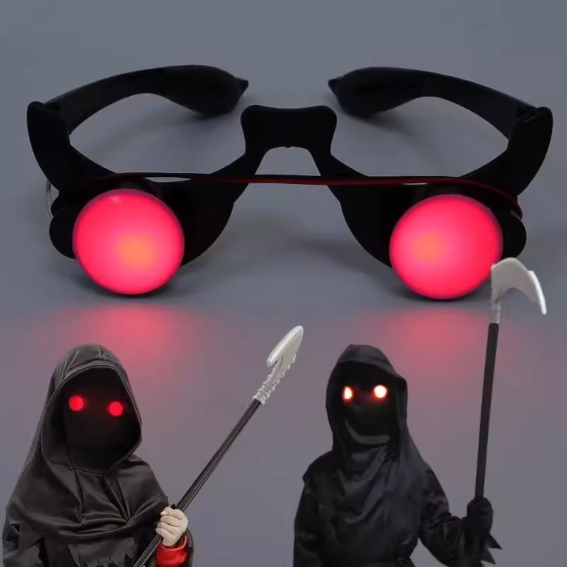 Lunettes Lumineuses à LED Pour Halloween, Costume De Diable Et De Mort Clignotantes Rouges Pour Rave Noël