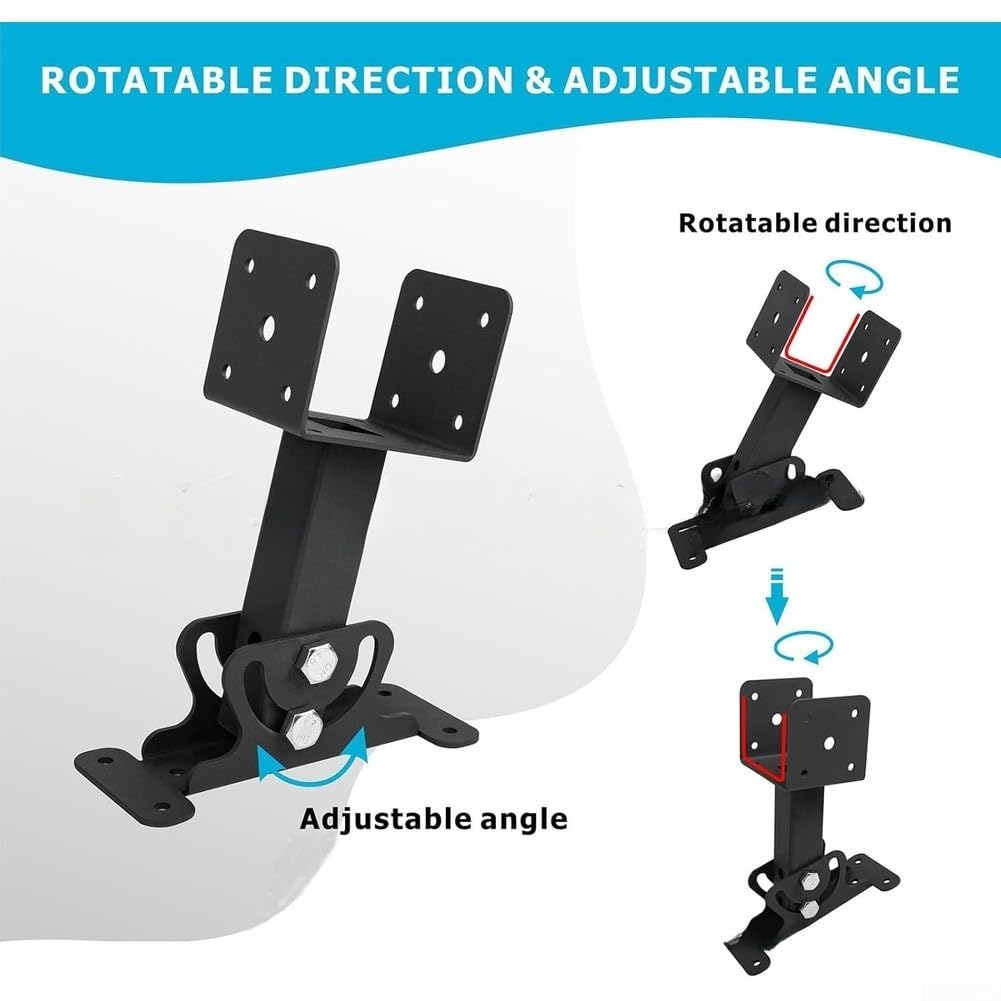 Supporto da tetto regolabile in ferro 12 cm nero (4 pezzi) | Angolo di 180 gradi, design girevole, regolazione flessibile, diverse strutture del tetto, base stabile