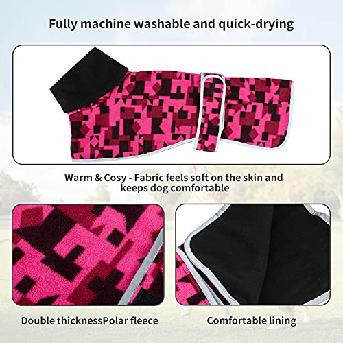 Winterpullover aus Fleece, bequem, für Whippet Windhunde, warmes Fleecefutter und verstellbare Bänder, Rosa