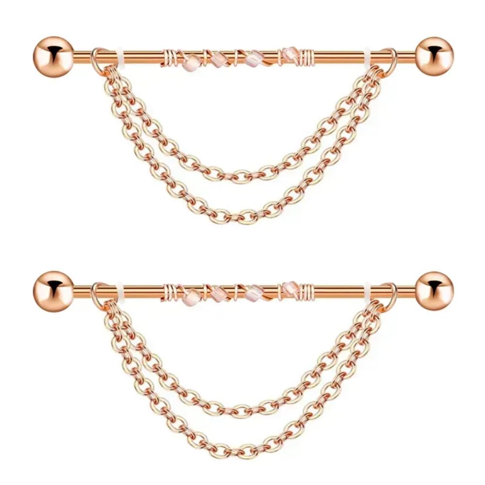Via Mazzini 316L Surgical Steel Rose Gold Plated Hanging Chains Upper Ear Industrial Barbell Piercing Ear Studs For Women And Girls (ER2426) 1 Pair (B0CRL39548) Amazon Price History, Amazon Price Tracker