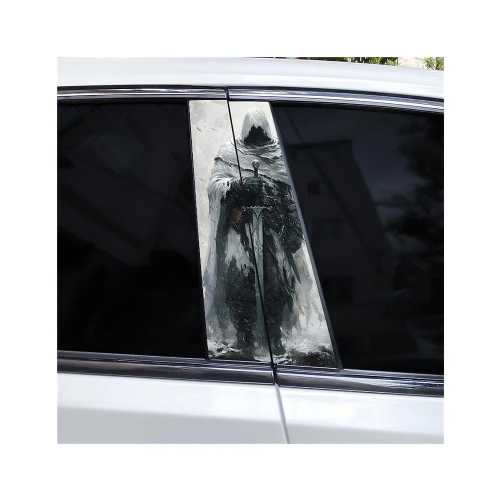 Bertdcx I 2Pcs Knight Car Window Pillar Sticker Diy Vinyl Sticker Car Door Pillar Sticker Auto Parts(I)