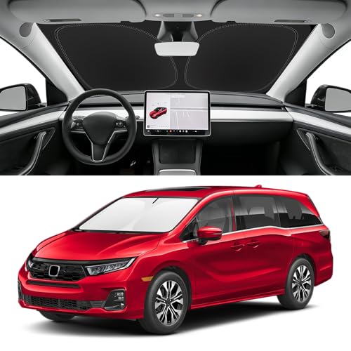 SLOGENTO Custom Fit Windshield Sun Shade for Honda Odyssey 2018-2026 LX EX EX-L Touring Elite Minivan Blocks UV & Heat Front Window Sunshade Accessories Easy Fold & Store Keep Your Car Cooler