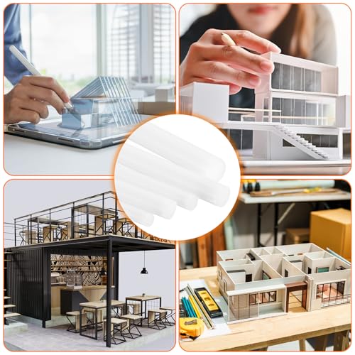 Image of uxcell 5 Pcs White Plastic Rods 12 x 500mm ABS Styrene Round Stick Round Solid Bar DIY Model for DIY Toys Building Making Architectural Model Making