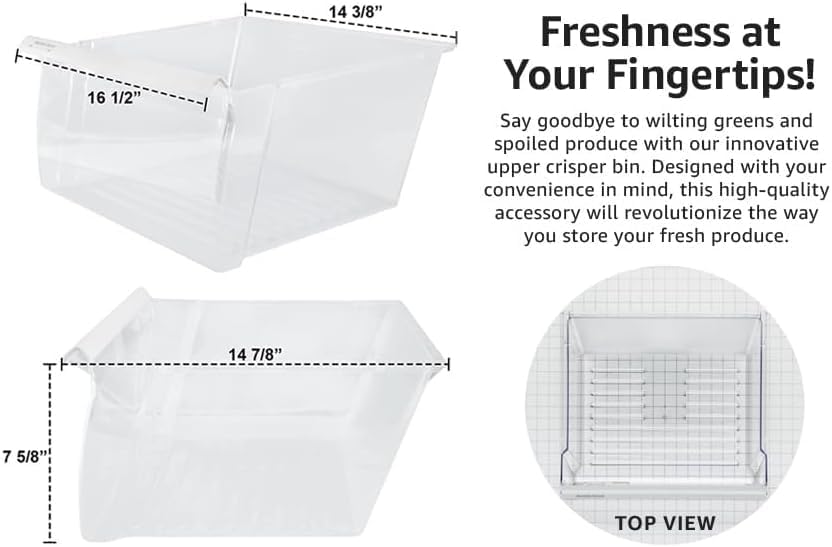 Miniatura 6 de Gritly - W10178772 (superior) Papelera para verduras - Parte - WPW10178772 - Cajón para frigorífico - Cajón de repuesto Whirlpool, reemplazo del