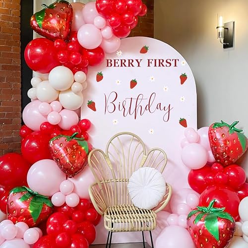 Vinilo decorativo de fondo para cumpleaños con tema fresa miniatura 4