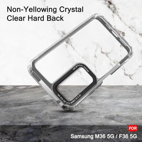 Image of TheGiftKart Hybrid Shockproof Back Cover Case for Samsung Galaxy M36 5G / F36 5G | Stylish Camera Border | Electroplated Buttons | Crystal Clear Hard Back Cover Case (TPU & PC, Smoked Bumper)