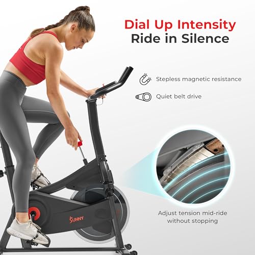 Image of Sunny Health & Fitness Smart Magnetic Indoor Cycling Bike, Stationary Exercise Cardio Equipment, Free SunnyFit Training App