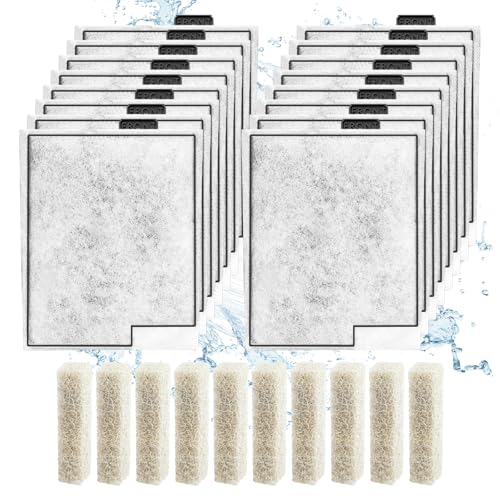 16 Pack Large Filter Cartridges +10 Pcs Ammonia Reducer Pads Compatible with Aqueon QuietFlow Power Filter Size 20 30 50 75 / E Internal Power Filter Size 40 and Canister Filter Size 200/300/400