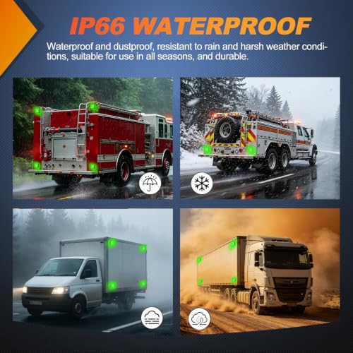 Image of Nilight Magnetic Strobe Lights 2PCS Green 12 LED Rechargeable Warning | 18 Flash Patterns Waterproof Wireless Emergency Hazard Beacon for Trucks Trailers Snow Plows Buses Cars