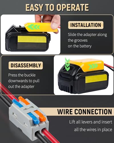 Image of Vibit Power Wheel Adapter for Dewalt 20 V Lithium Battery, Peg-Perego Dewalt Battery Adapter with Original Wire Harness Connector, DC Power Adapter Conversion for Peg-Perego Children's Riding Toys