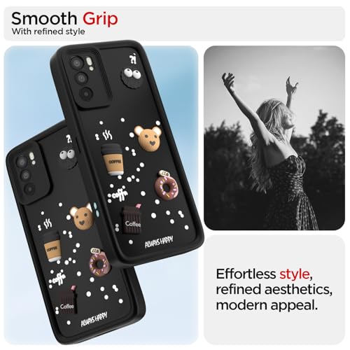 Image of Pikkme Back Cover for Oppo Reno 6 5G | Cute Fun Cartoon 3D Bear Silicone Full Body Protection Bumper Cover (Black)
