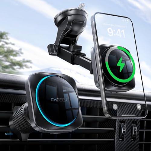 CHGeek for 15W Magsafe Car Mount Charger, Wireless Car Charger Magnetic Car Phone Holder Mount Fit...