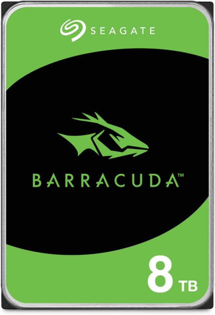 Seagate BarraCuda 8TB, Internal Hard Drive, 3.5 Inch, SATA, 6GB/s,, 5.400 RPM, 256MB Cache, for Computer Desktop PC, FFP (ST8000DMZ04)