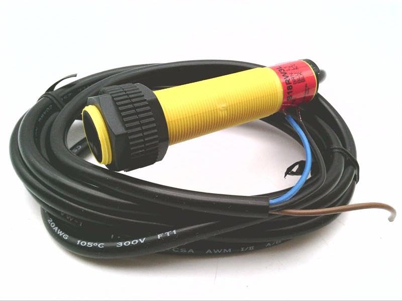 BANNER ENGINEERING S18RW3L (29820), 2 Meter Cable Length, 2 Meter Range, 20-250 VAC Input, Barrel-Mount, EZ-Beam, S18 Series Retro, Sensor, SPST Solid-State Output
