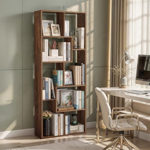 Image of ABOUT SPACE Book Shelf for Home - 8 Shelves, Modern Engineered Wood Book Rack for Study Room, Book Organizer Stand for Library, Bedroom, Living Room, Office (L 60 x B 24 x H 161cm -Walnut)
