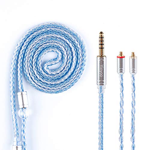 16 Core MMCX Balanced Cable 4.4mm Silver Plated Upgrade Earphones Cable,Yinyoo MMCX Upgrade Cable for Shure SE535 UE900 LZ A4 A5 Tin Audio T2 T3 (4.4MM Plug, MMCX)