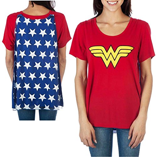 Wonder Woman Women's Interchangeable Cape Costume Tee Shirt Small