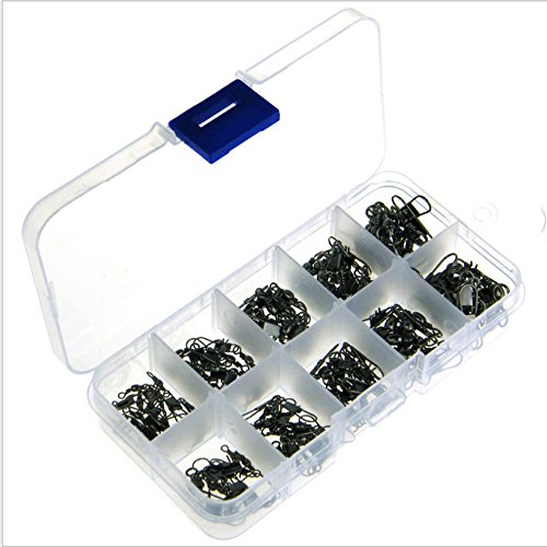 NUZAMAS 100 Pieces Mixed Barrel Swivel with Safty Snap Connector Fishing Tackle #14, 12, 10, 8, 6 Rock Kayak Boat Fishing - Thumbnail 2