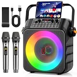 JYX Karaoke Anlage mit 2 Mikrofonen, 120W mit Bass- & Echo-Regelung