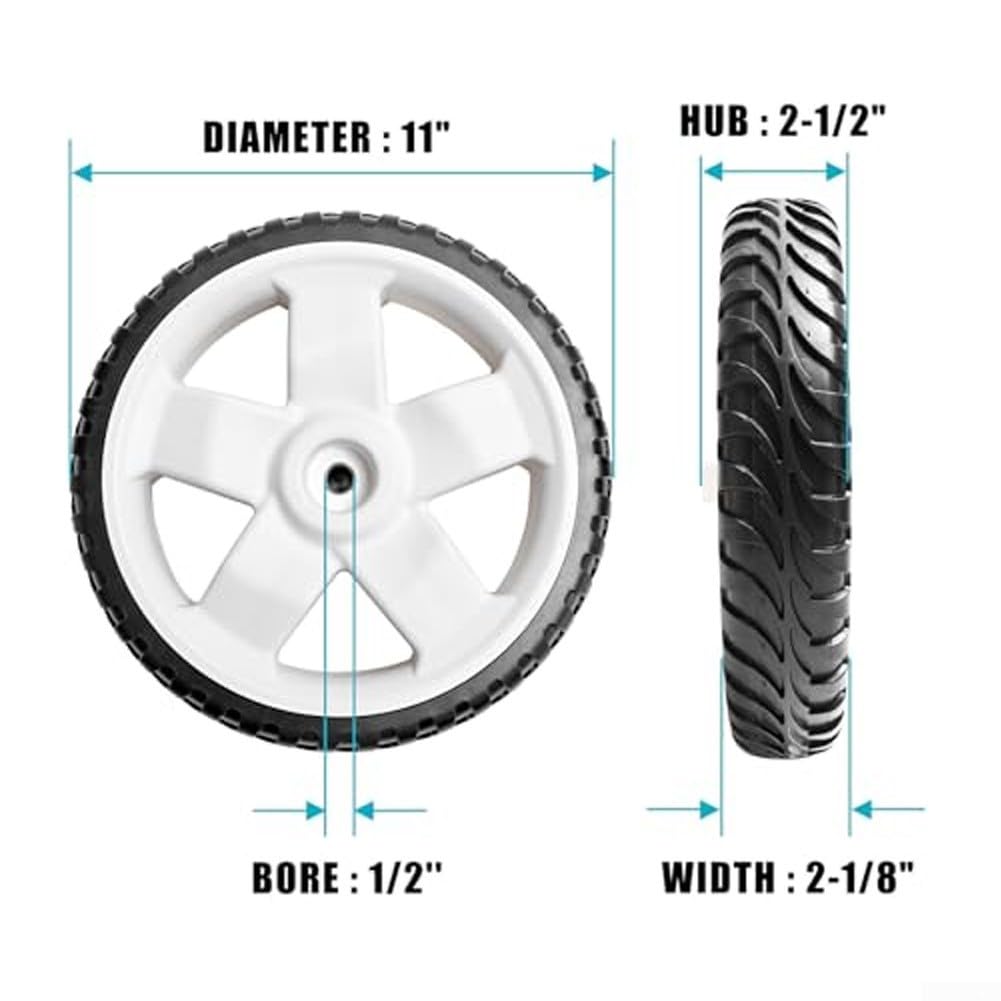 Rueda trasera de 11 pulgadas, compatible con toro 137-4837 115-2882 119-0313, se adapta a los modelos de cortacésped Walk-Behind 20339 20378 20959 21329 (2 piezas)