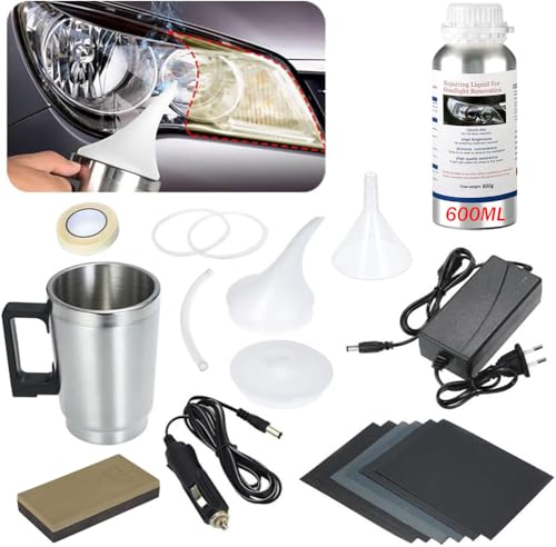 600ML Headlight Restoration Kit Car Headlight Polish Repair Renovation with 600ML Repair Liquid Auto Head Light Lens Restore Kit for Repair Headlight Yellowing Haze Scratches Oxidation
