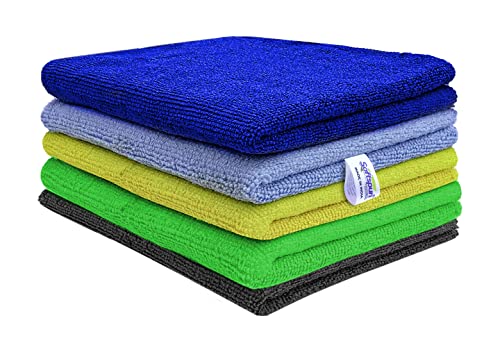 Image of SOFTSPUN Microfiber Cloth (5 pcs - 40 x 60 cms - 340 GSM) Multi-Color, Super Soft Absorbent Cleaning Towels Cleans & Polishes Everything in Your Home.