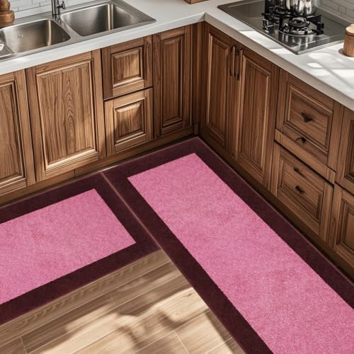 Image of Machine Washable Runner Rugs Set of 2, (24 inch x 36 inch+ 24 inch x 60 inch), Non Slip Kitchen Mats for Floor, Absorbent Entryway Rug for Kitchen, Bedroom, Hallway, Bathroom, Door (Roll Packing)