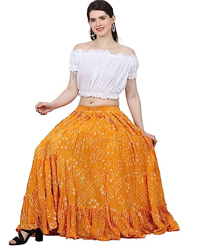 Wevez Women’s 25 Yard Polka Dot Belly Dance Jaipur Leopard Print Skirt (Yellow) - Thumbnail 3