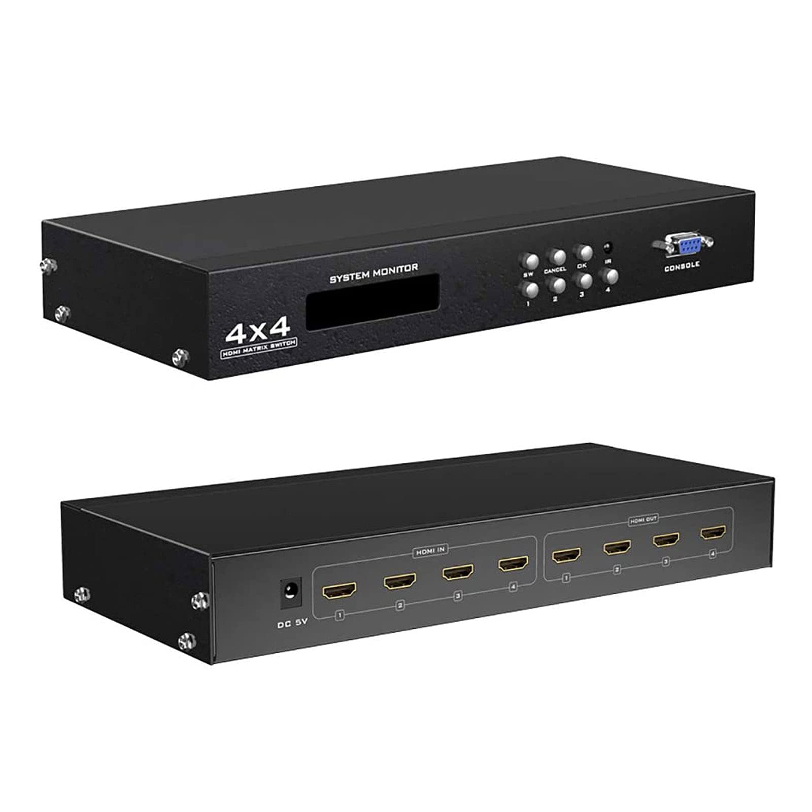 ES-Tune HDMIマトリックス切替器 4入力4出力 3Ｄ 4k*2k RS232制御対応 EDID対応 カスタマイズ設定可能 リモコン付き 日本語取扱説明書付属
