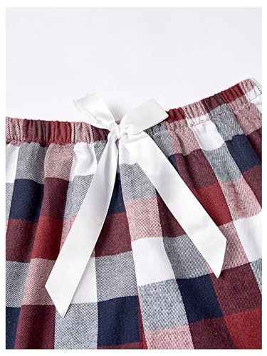GORGLITTER Women's 3 Packs Plaid Pajama Shorts Tie Front Sleeping Shorts Elastic Waist Pajama Bottoms Sleepwear3