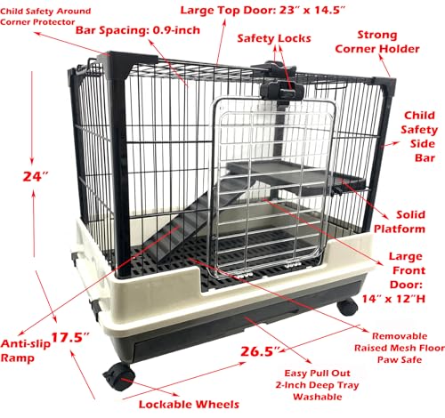 image for Mcage Deluxe 2-Level Indoor/Outdoor Rabbit Hutch Cage for Ferret Chinc