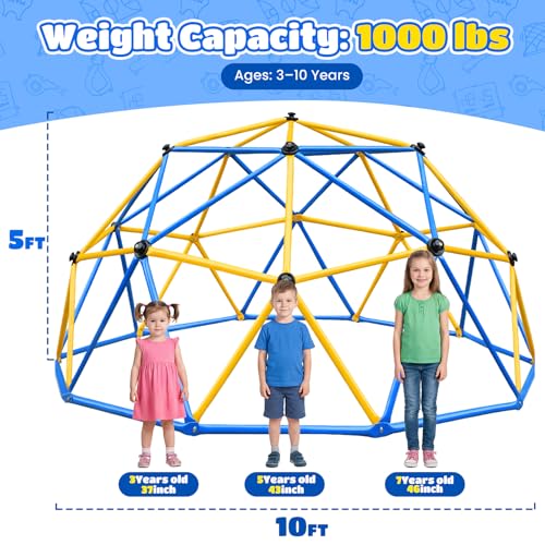 Image of Zupapa 10FT Climbing Dome, Outdoor Jungle Gym for Kids with Climbing Grip - Geometric Dome Climber Outdoor Playset and Easy Assembly Outdoor Play Equipment for Kids (Blue, 10FT)