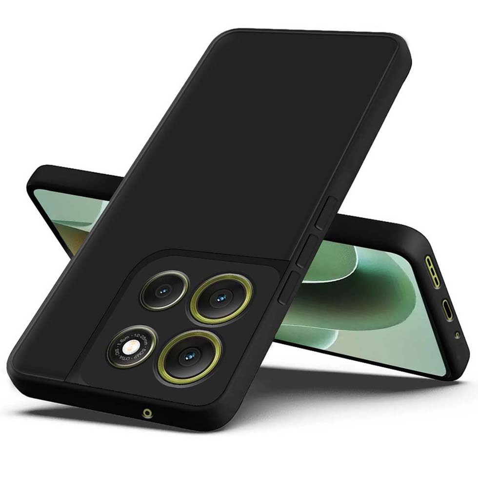 Image of Fashionury Liquid Silicon Back Cover for Motorola G86 Power 5G | Camera Protection | Inner Velvet Fabric | Anti-Fingerprint | Ultra Slim Case (Black)