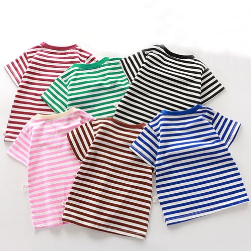 Toddler Boys Girls Striped Short Sleeve Tees Soft Cotton Crewneck T-Shirt for Kids Basic Shirts Casual Summer Clothes3