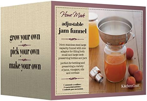 KitchenCraft Home Made Maslin Pan/Jam Pan for Induction Hob, Stainless Steel, 9 L & Home Made Jam Funnel in Gift Box, Adjustable, Stainless Steel, 14.5 cm