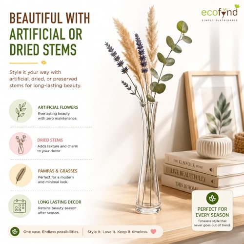 Image of ecofynd Glass Vase for Flowers Plants, Modern Decorative Vase for Home Decor Center Table, Bedroom, Living Room, Office Decoration, Wedding or Gifts, Luster Glass Vase, (GVASE016)