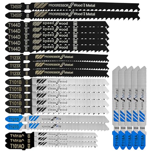 Yonality jeu de lames de scie sauteuse, 25 pieces lames de scie sauteuse à queue en t, lame de scie à métaux à haute teneur en carbone, 7 modèles, pour...