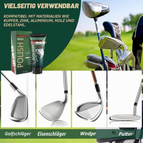 LILIONGTH Golfschläger-Reinigungsset 3-in-1 mit Golfschläger-Reinigungsbürste, Handtuch und 200 g Golfschläger-Politur – Golfschläger-Pflegeset für sofortigen Rillenrost & Kratzerentferner