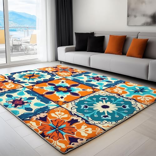 Tapis de salon patchwork mosaïque marocain coloré 120 x 180 cm