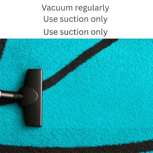 Image of (3x3 feet Basketball Shaped Shaggy Rug - Soft Plush Round Carpet for Kids Room, Sports Theme Bedroom, Living Room Decor - Non-Slip, Machine Washable -(Classic Turquoise, Round)
