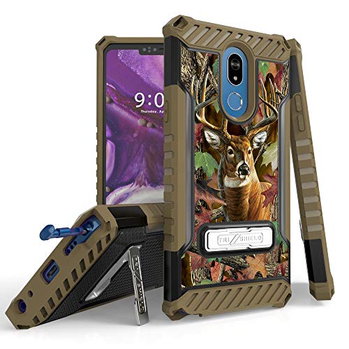 Military Grade Drop Tested Hybrid Shockproof Case w/Stand Dual Layer Cover Compatible with LG Stylo 5 / Stylo 5 Plus - Buck Camo