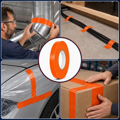 Image of GGR Supplies CDT-36 Industrial Grade Cloth Duct Tape, Orange 3 /4 Inch x 60 Yards, Waterproof UV Resistant Heavy Duty, Clean Removal with No Sticky Residue for Repairs, Packaging, and Bundling