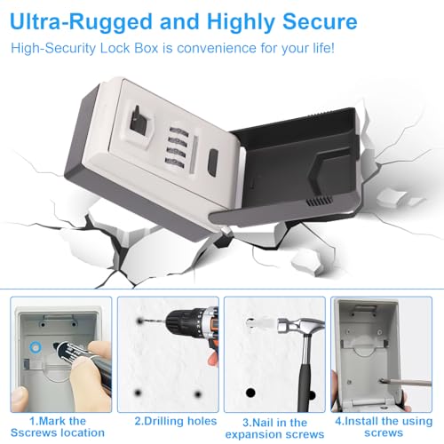 Schlüsseltresor mit Zahlencode, Schlüsselsafe mit 4 Stelligem Beleuchteten, Zinklegierung Schlüsseltresor mit Beleuchteten Wasserdicht Wandmontage Schlüsselbox, Groß tresor feuerfest wasserdicht