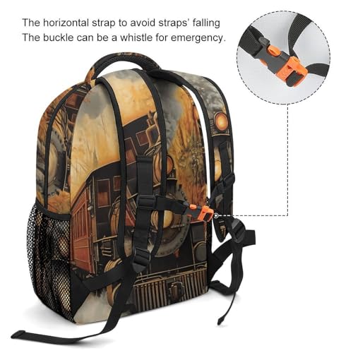 Vintage Steam Train Autumn Forests Unisex Backpack Casual Daypacks Lightweight Shoulders Bag for Camping Hiking Travel3