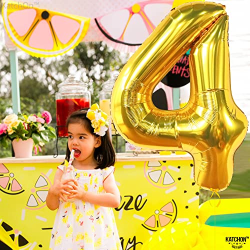 Image of KatchOn Gold Number 4 Balloons 40 Inch, 4 Birthday Decorations