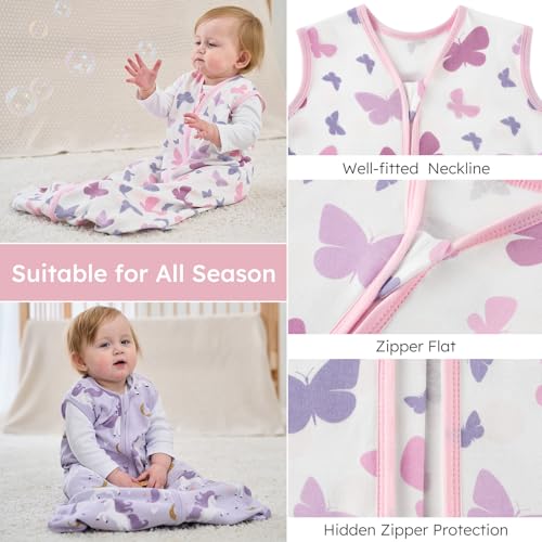 Image of Yoofoss Baby Sleep Sack 18-24 Months Wearable Blanket for Babies 100% Organic Cotton 2-Way Zipper TOG 0.5 Toddler Sleeping Sack 3 Pack, Comfy Lightweight Sleep Sacks