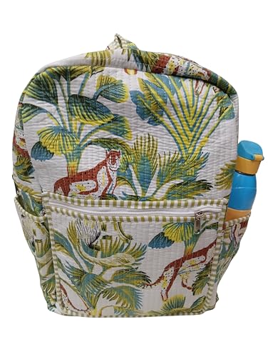 Image of Doraya Cotton Quilted Unisex Backpack Hand Block Floral Printed Design Stylish Eco-Friendly Bag for School, Travel, and Everyday Adventures